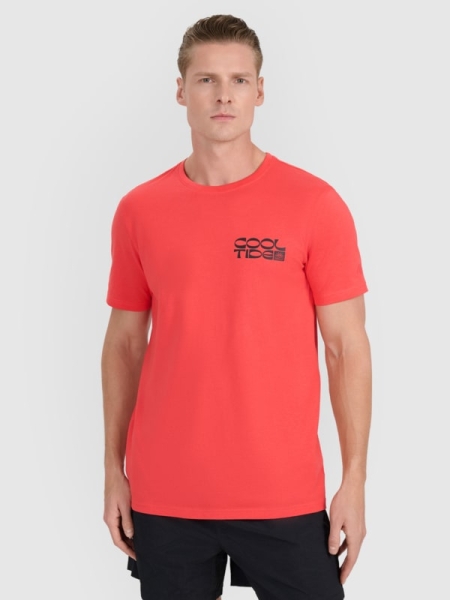 T-shirt normal de homem com estampado - vermelho 4FWSS25TTSHM1984 Vermelho