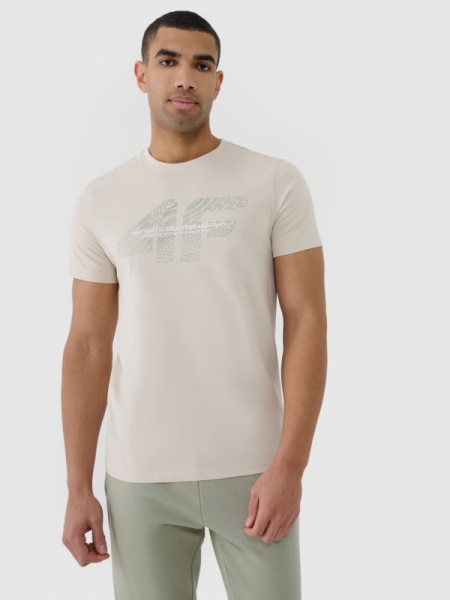 T-shirt estampada regular para homem - bege 4FWSS25TTSHM2004 Bege