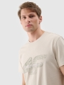 T-shirt estampada regular para homem - bege 4FWSS25TTSHM2004 Bege