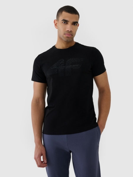 T-shirt estampada regular para homem - preto 4FWSS25TTSHM2004 preto