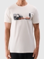 T-shirt normal de homem com estampado - branco 4FWSS25TTSHM2030 Branco