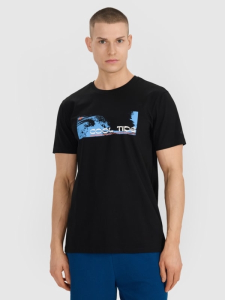 T-shirt normal para homem com estampado - preto 4FWSS25TTSHM2030 preto