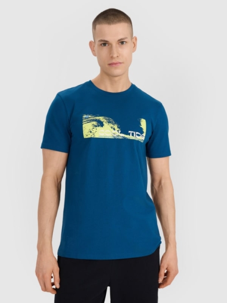 T-shirt regular para homem com estampado - turquesa 4FWSS25TTSHM2030 turquesa