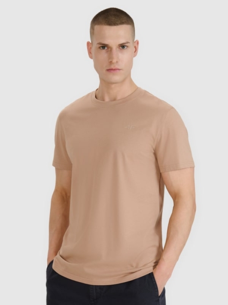 T-shirt lisa regular para homem - bege 4FWSS25TTSHM2074 Bege