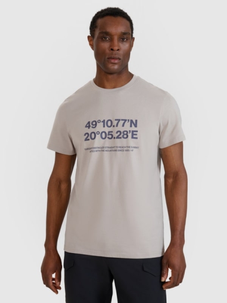 T-shirt regular para homem com estampado - cinzento 4FWSS25TTSHM2209 cinzento