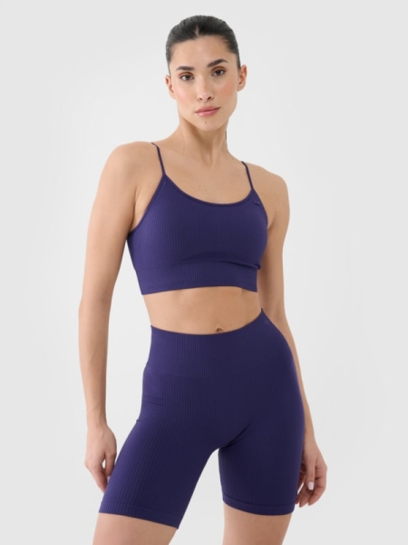 Soutien de treino sem costuras de baixo suporte para mulher - azul marinho 4FWSS25USBAF151 azul marinho